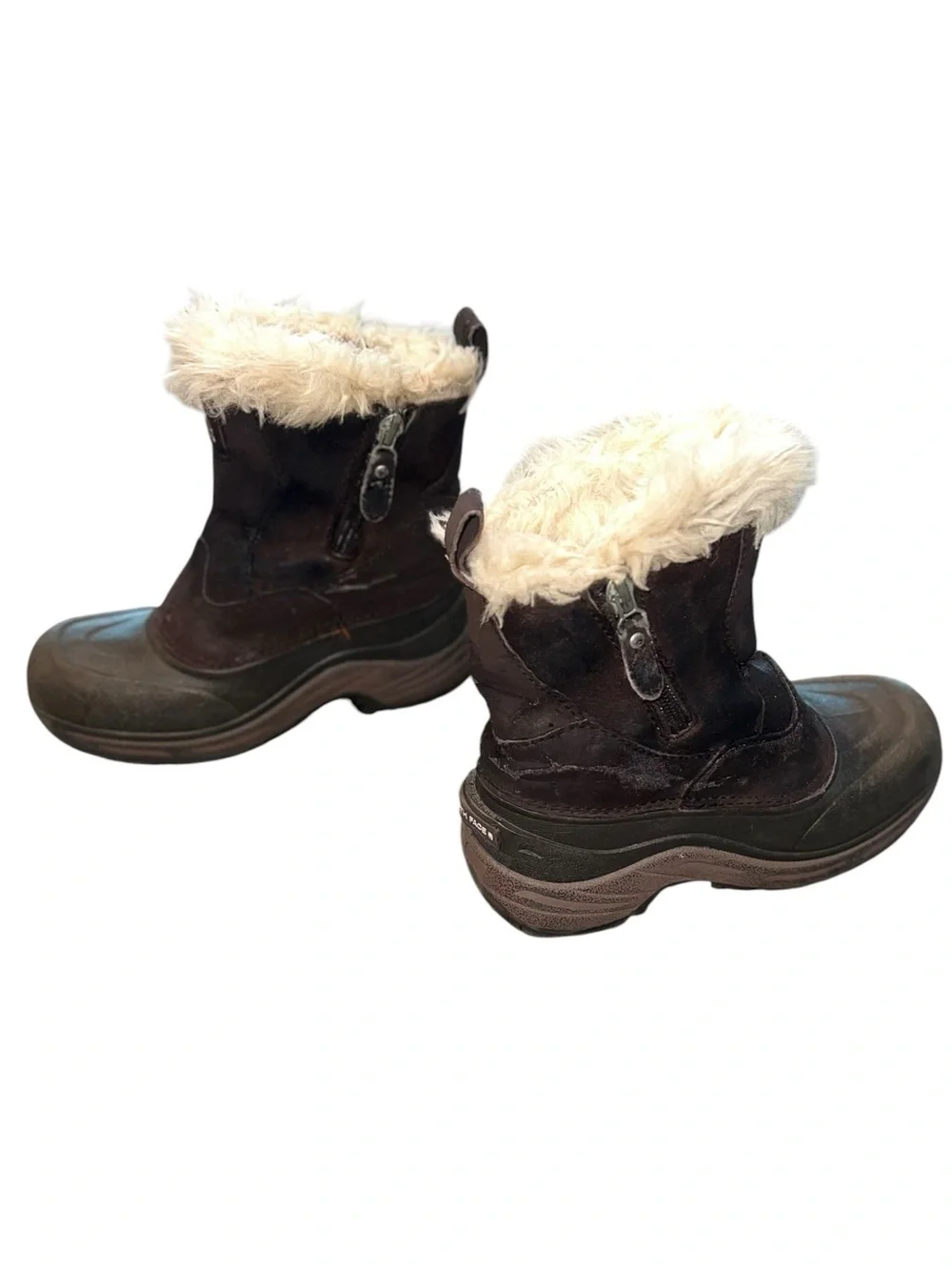 The North Face Girls Hydroseal Faux Fur Winter Snow Boots 400g Insulated Brown